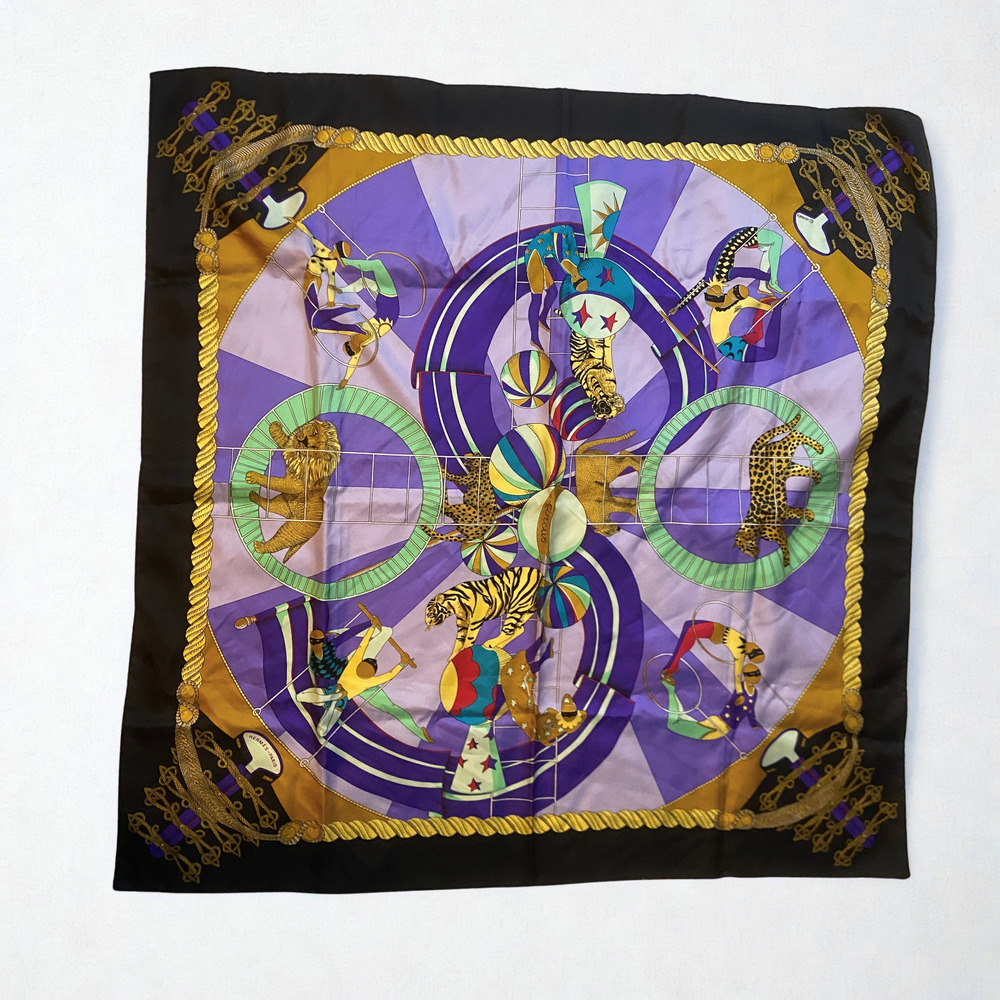 Hermes Carre 90 HERMES Scarf Circus Print 100% Silk